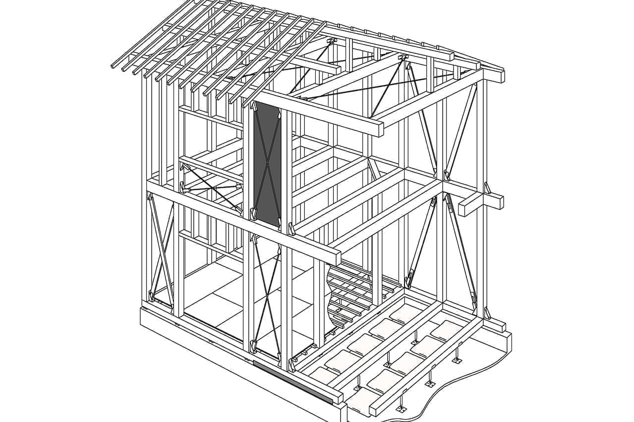 木造住宅躯体の線画